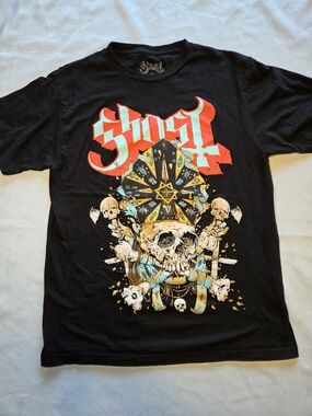 Ghost Band Graphic T-Shirt Skull Occult Black Men’s Medium